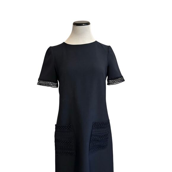 Maggy London Navy Sheath Dress with Crochet Trim and Pockets - Picture 4 of 9